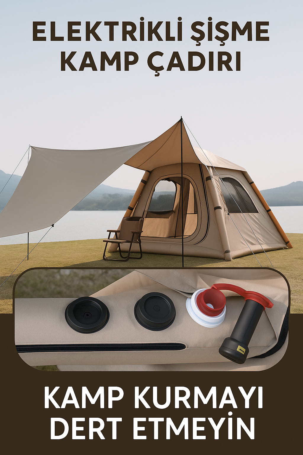 🏕️ Nomado Sports Glamping – Elektrikli Entegre Şişme Çadır